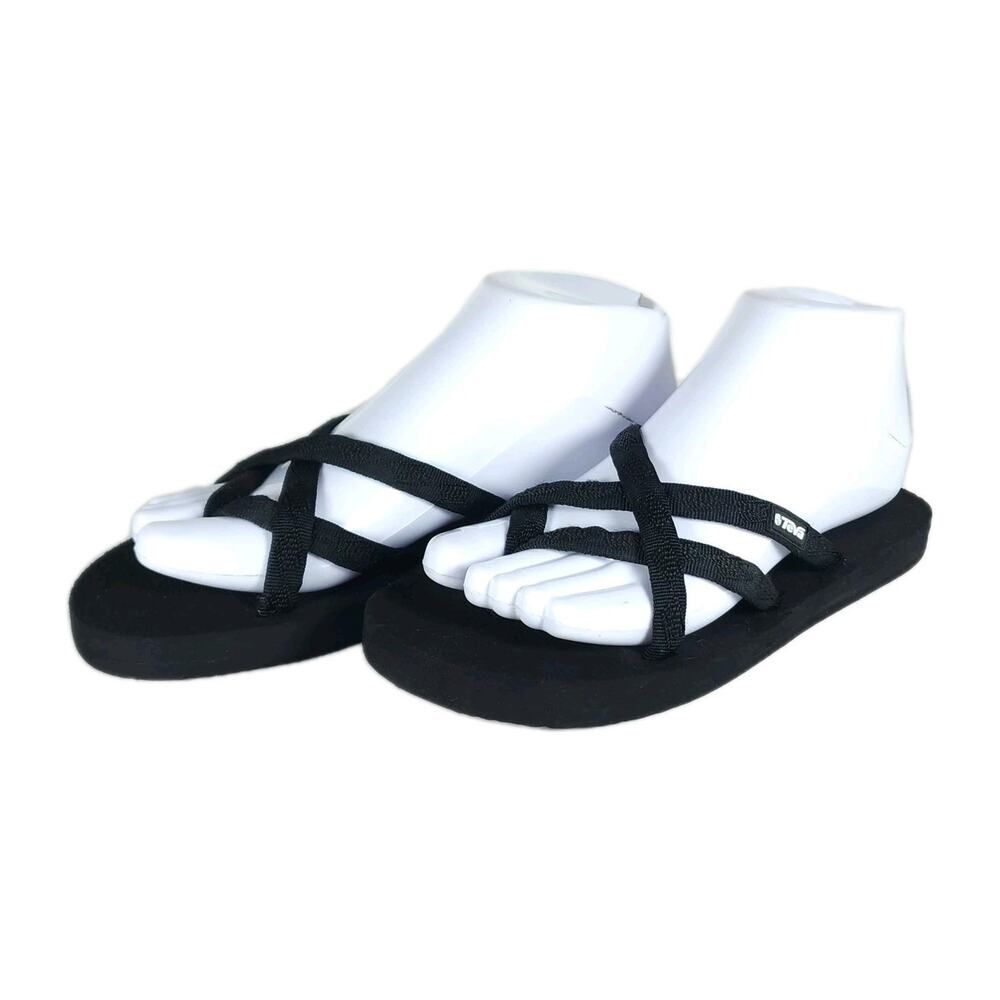 Teva Olowahu Women's US6 Black Slip-On Flip-Flop Thong Sandals